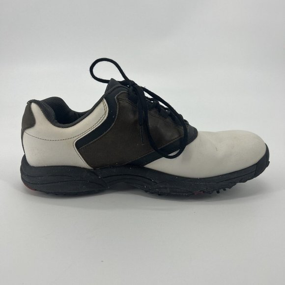 Footjoy‎ Golf Shoes Mens Size 11.5W Brown/White Saddle Soft Spikes Greenjoys - Picture 2 of 16